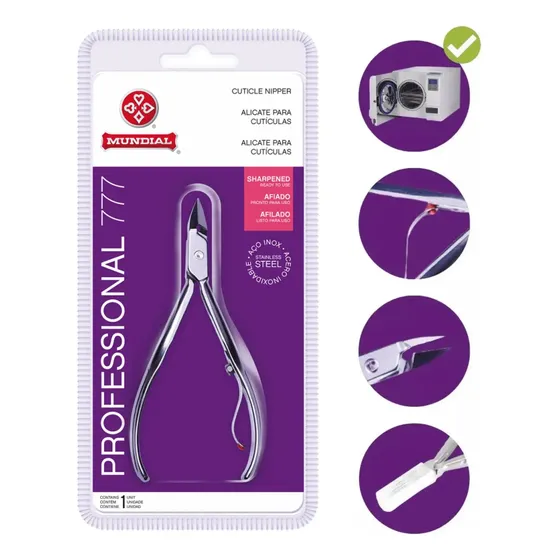 Alicate de Cutícula Manicure Mundial 777 Professional Premium Aço Inox Autoclave e Estufa