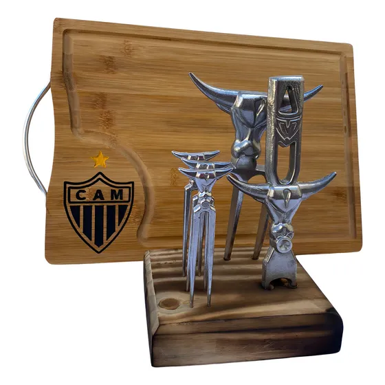 Kit Tabua Corte Churrasco Time Com Garra De Urso Garra Boi Cor Atlético Mineiro