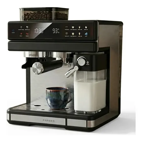 Cafetera Expreso Ranser Magnus con Molinillo Integrado para Café Molido y Cápsulas Dolce Gusto o Nespresso