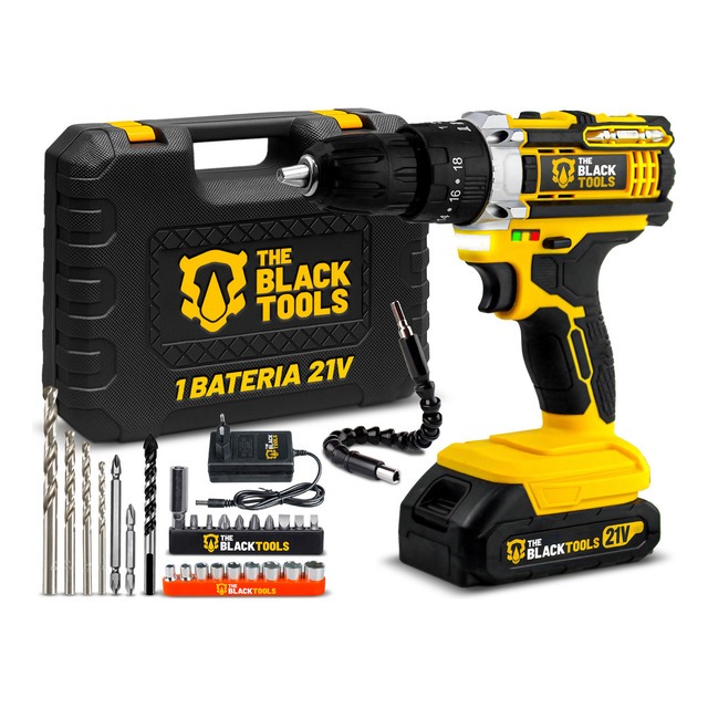 Parafusadeira E Furadeira Impacto The Black Tools Tb-21pw 3/8 Cor Amarelo Frequência 50/60... Parafusadeira E Furadeira Impacto The Black Tools Tb-21pw 3/8 Cor Amarelo Frequência 50/60...