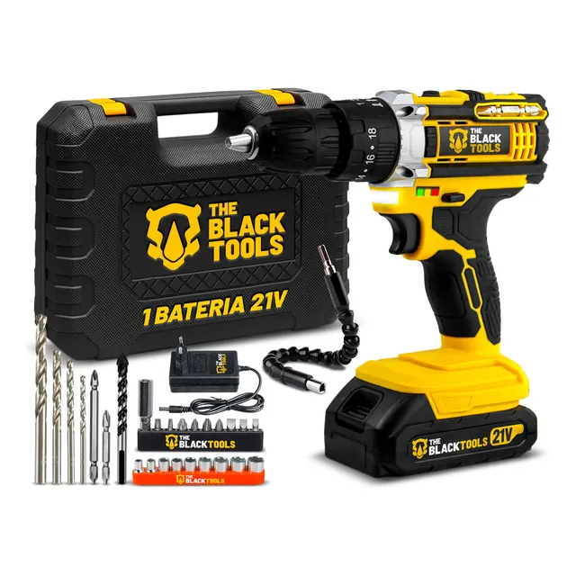 Parafusadeira E Furadeira Impacto The Black Tools Tb-21pw 3/8 Cor Amarelo Frequência 50/60 Hz