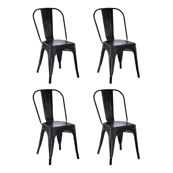 Silla De Comedor Tolix Gardenlife Estructura Color Negro Set x4 Unidades