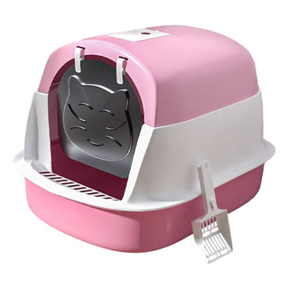 Caja De Arena Para Gatos Con Capucha Y Tapa, Bandeja De Rosa Caja De Arena Para Gatos Con Capucha Y Tapa, Bandeja De Rosa