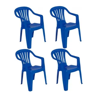 Kit 4 Cadeira De Plåstico Bela Vista - Azul - C/ Braço - Mor Liso Kit 4 Cadeira De Plåstico Bela Vista - Azul - C/ Braço - Mor Liso