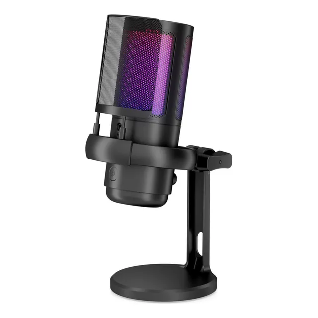 Microfono Condensador Rgb Microfono Gamer Para Podcast Y Pc