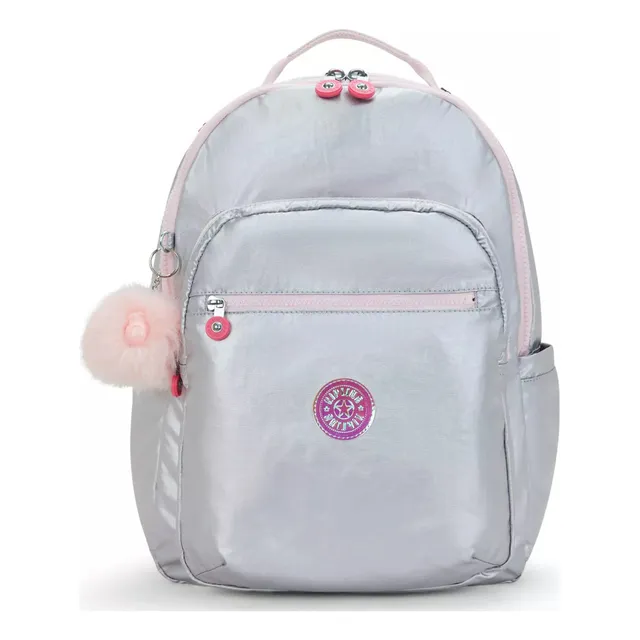 Mochila Urbana Kipling Bagpack Seoul Color Ice Silver Metallic Diseño Liso 27l