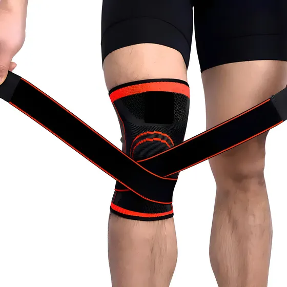 Rodillera Strap Deportiva Compresion Worx Set X2 Ortopedica Gym Color Negro\u002Frojo Talla M | Cuotas sin interés