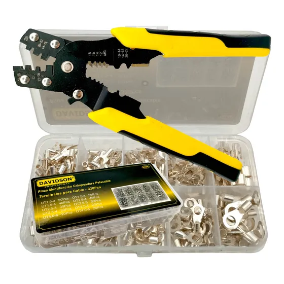 Pinza Crimpeadora Pela Cables + 320 Terminales | Davidson