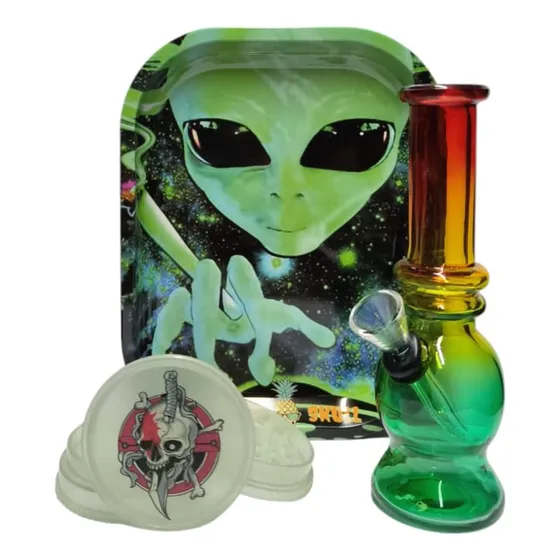 The Bong Kit Grinder Fosforescente, Charola Y Bong