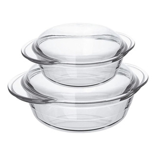 Kit 2 Assadeiras Marinex Terrina C/ Tampa De Vidro 2,3 E 1,1 Kit 2 Assadeiras Marinex Terrina C/ Tampa De Vidro 2,3 E 1,1