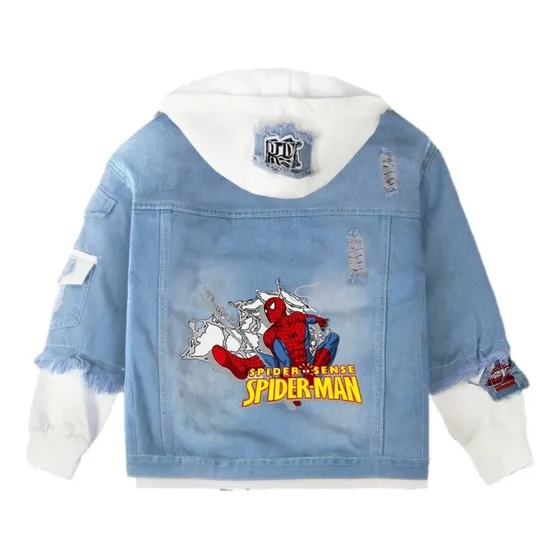 Chaqueta De Mezclilla Niño Spiderman Impresión Popular Otoño