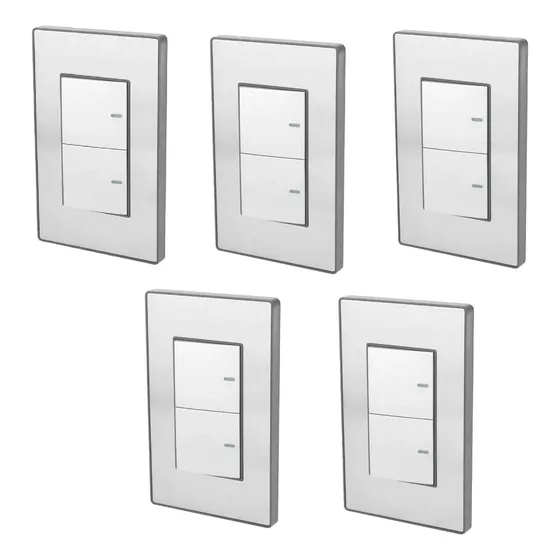 5 Piezas Placa Armada Doble Apagador Inoxidable Cordoba