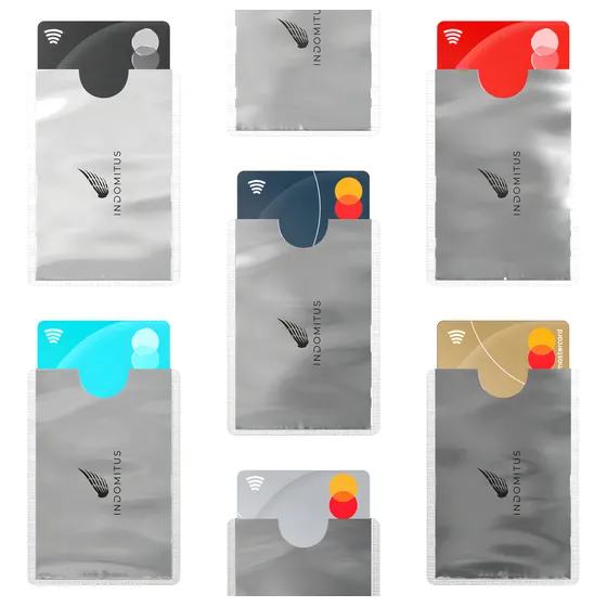 Porta Documentos Tarjetero Protector De Seguridad Para Tarjetas Bancarias Crédito Débito Protección Anti Rfid Billeteras Antirrobo Originales Indomitus Plateado