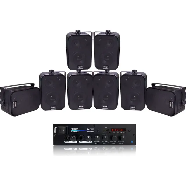 Kit Som Ambiente Amplificador Rc7000 + 8 Sp400 240wrms