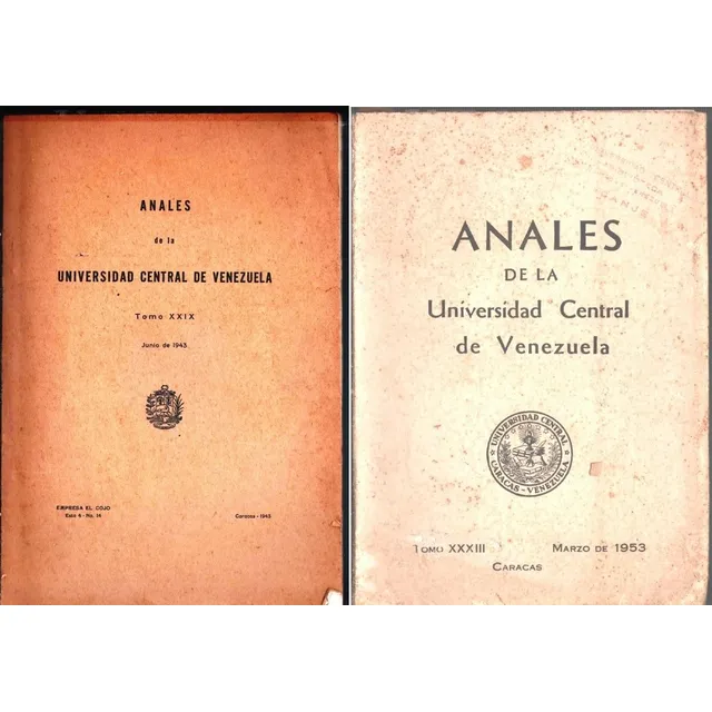 Anales De La Ucv Tomo Xxix Caracas 1943