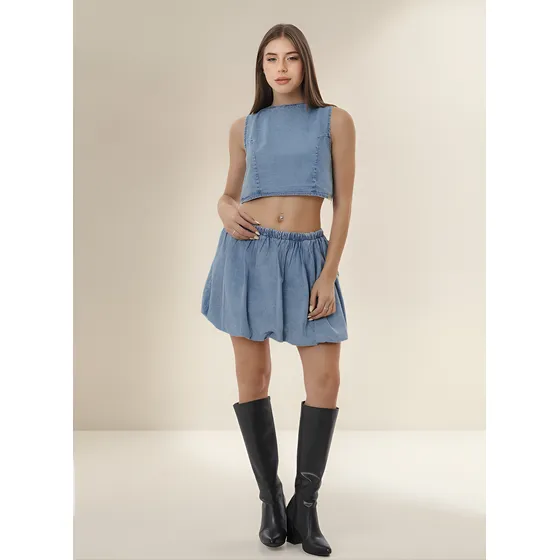 Mini Jeans Mujer Globo Striven Modelo Monkey