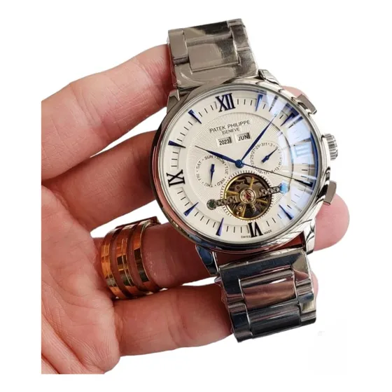 Relógio Patek Philippe Automático Pulseira Aço Prata 512612