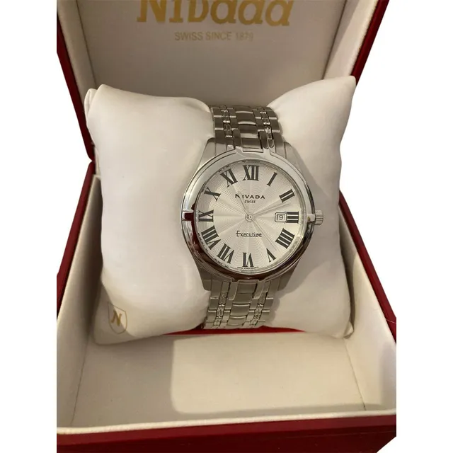Reloj Nivada Original Correa Metálica Numeros Romanos Caball