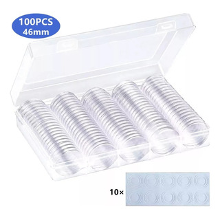 Caja Plástica 100 Capsulas Tamaño Ajustable Para Moneda 46mm Caja Plástica 100 Capsulas Tamaño Ajustable Para Moneda 46mm