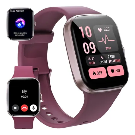 Smartwatch Feminino Chamadas Bluetooth Esportivo Original Vermelho-vinho