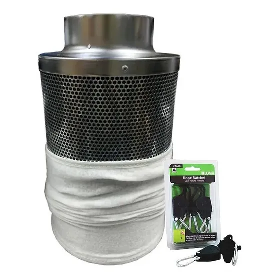 Filtro Carbon Activo Cultivo Indoor 5 X 300mm Incluye Poleas