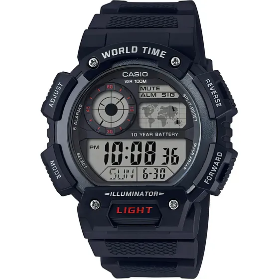 Reloj Casio Hombre Ae 1400wh Digital Mapa Mundi100% Original Color De La Correa Negro | Cuotas sin interés