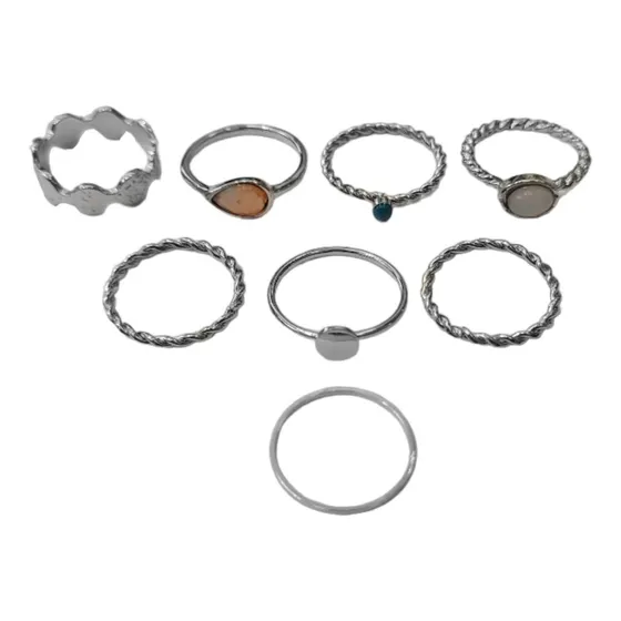 Pack 8 Anillos Plateados Diferentes Modelos
