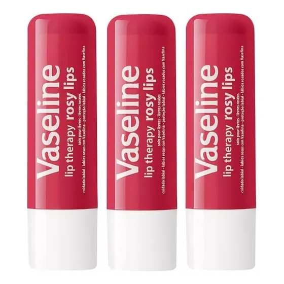Vaseline Lip Therapy Labial Brillo Barra Rosy Lips X3 Unds