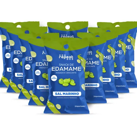Kit 10 Packs Snack De Edamame Sal Marinho Repeat 28g