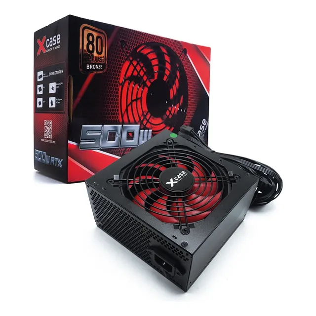 Fuente De Poder Xcase 500w Gamer 80 Plus Bronce Certificada