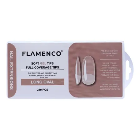 Soft Gel Tips Cobertura Completa Flamenco - 240pcs
