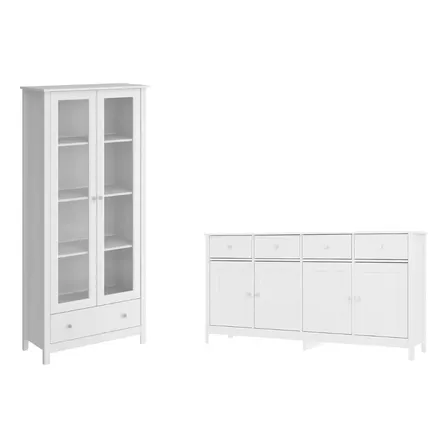 Cristaleira + Aparador Buffet Ditália E-954 + R-626 Branco Branco