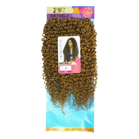 Cabelo Orgânico Cacheado Nathaly Para Crochet Braids 80cm Cor Mel Cor 27
