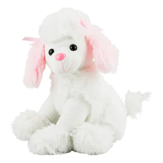 Cachorro Poodle Branco Sentado 27cm - Pelúcia