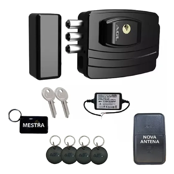 Fechadura Eletronica Agl Ultra Card Preta A Prova De Chuva