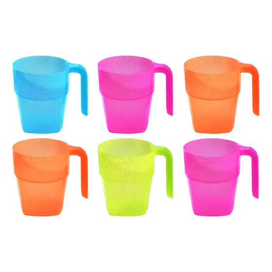 Pack X6 Vaso Taza Infantil Desayuno Merienda Pvc Brillitos