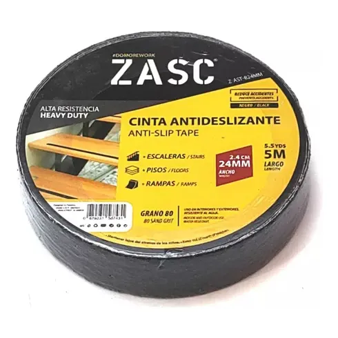 Cinta Antiresbalante Negra  24mm X 5 Mts Zasc