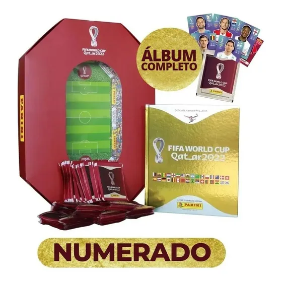 Album Copa 2022 Completo Dourado Todas 678 Figurinhas Colar