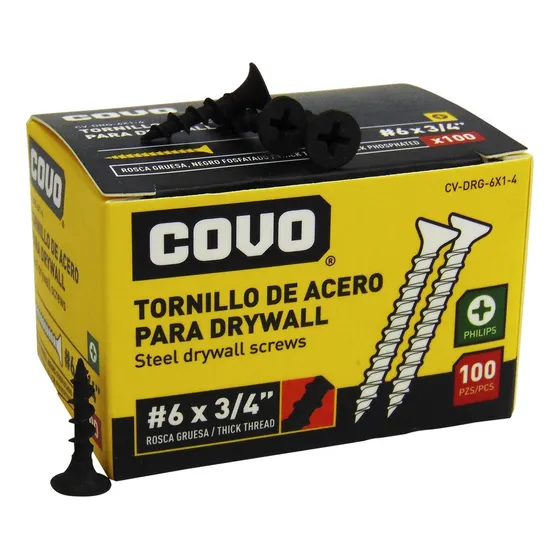 Tornillos Drywall #6 X 3/4   Rosca Gruesa 100pza Marca Covo