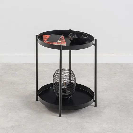 Mesa De Luz / Arrime Bandeja Doble Grande | Mite Color Negro