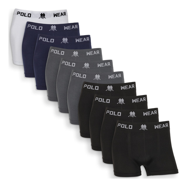 Kit 10 Cuecas Boxer Polo Wear Masculina Sem Costura Kit 10 Cuecas Boxer Polo Wear Masculina Sem Costura