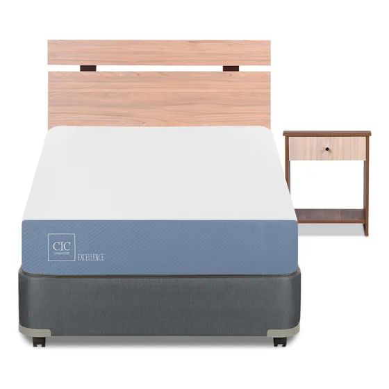 Cama Americana 1.5 Plazas Cic Excellence + Set Olmo  Blanco