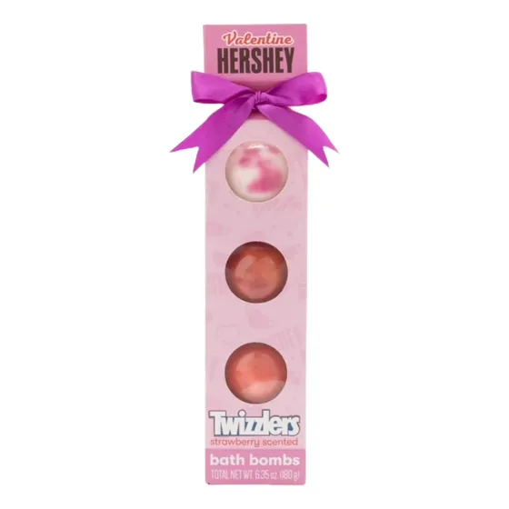 Hershey Valentine Twizzlers Set Trío 3 Bombas De Baño Fresa