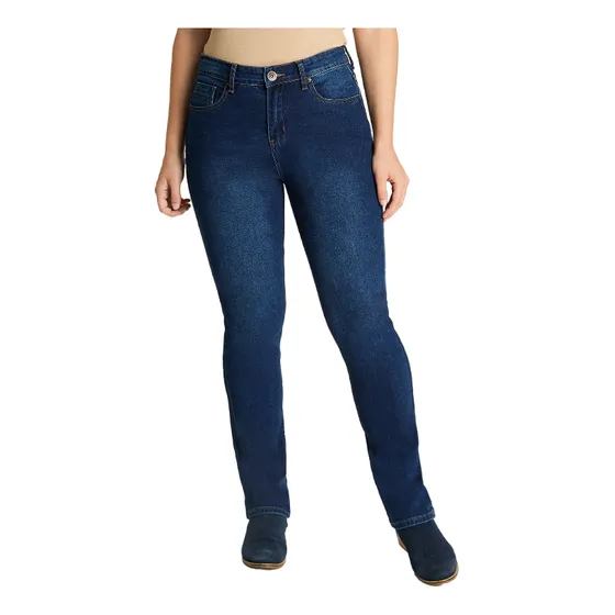 Jeans Recto 1 Botón Azul Mujer Moda Hasta La Talla 52