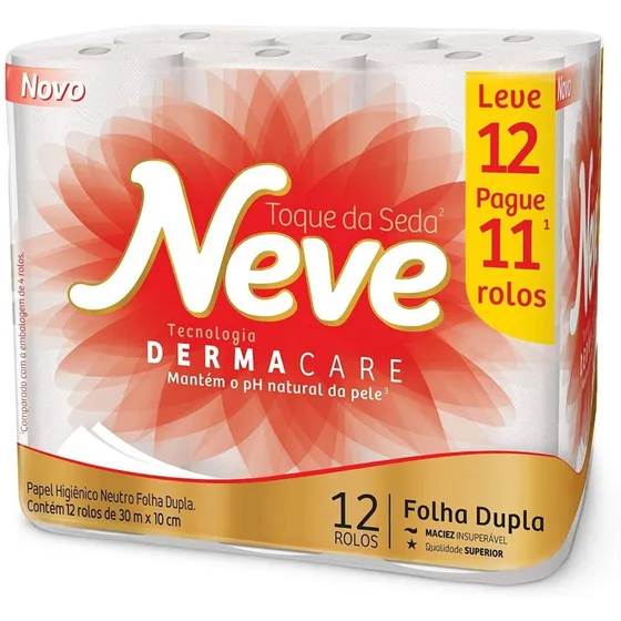 Papel Higiênico Supreme Toque De Seda Com 12 Rolos Neve