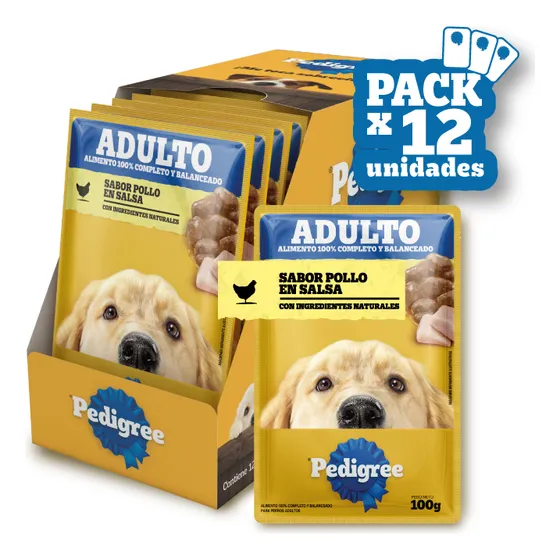 Pedigree alimento húmedo sobrecito perro adulto Pollo 12 unidades