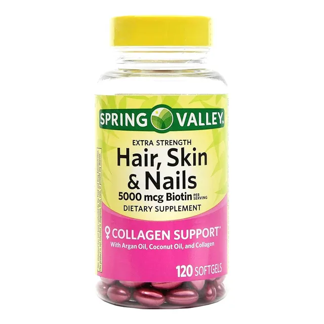 Spring Valley Biotina De Uñas, Piel, Cabello, 120 Unidades