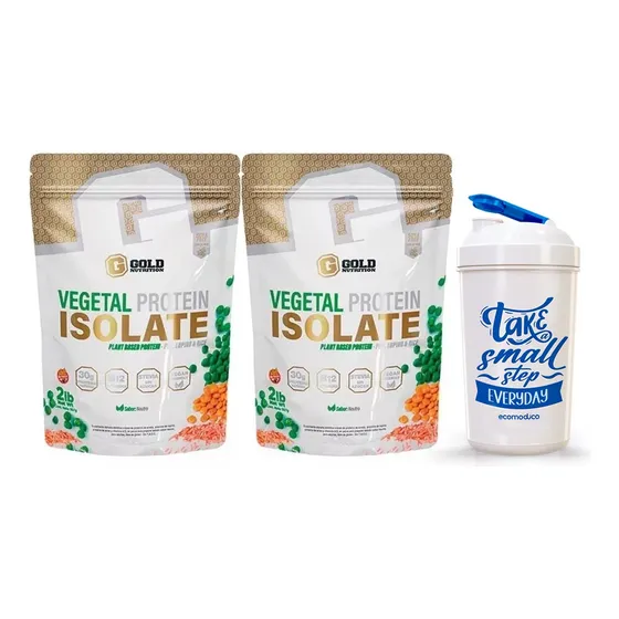 Proteina Isolate 100% Vegetal Gold Nutrition 2 Lb X 2 + Vaso