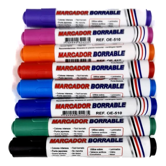 Set De Marcador Borrable De Punta Gruesa Offi-esco X8