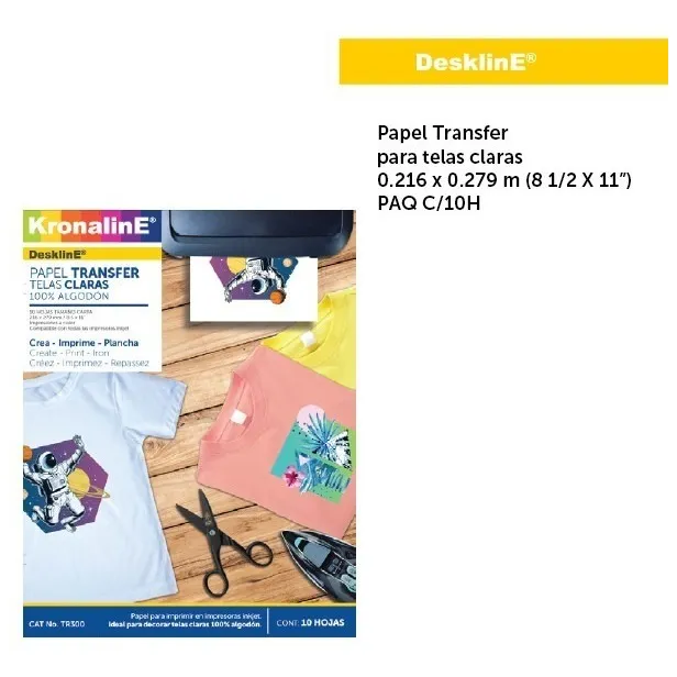 Papel Transfer Kronaline Telas 10 Hojas Tr300 Diseño Arte